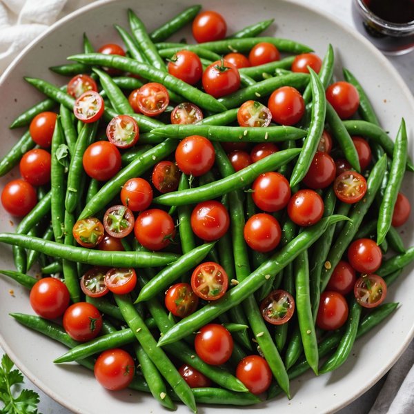 Comment réaliser une salade de haricots verts et tomates cerises avec une vinaigrette balsamique ?